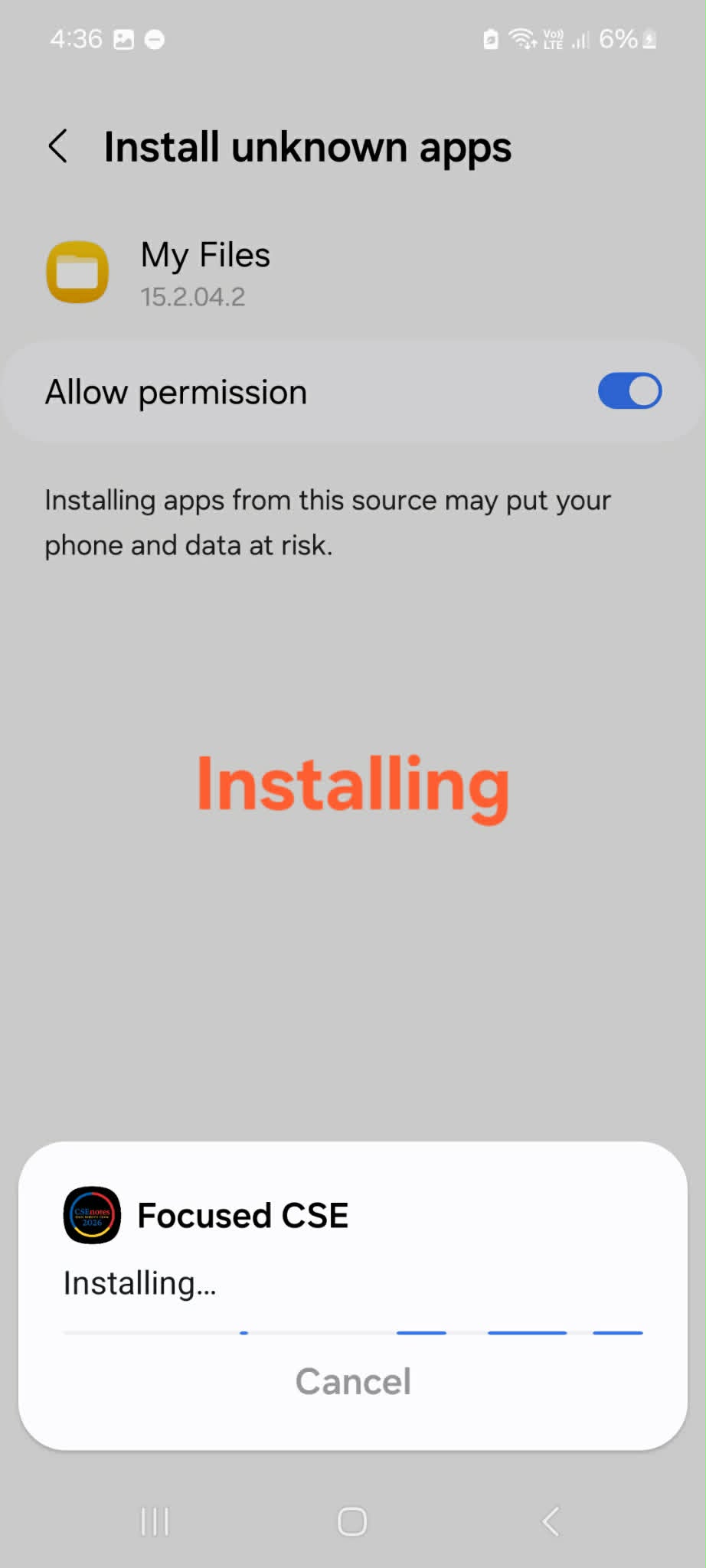 Installing Progress