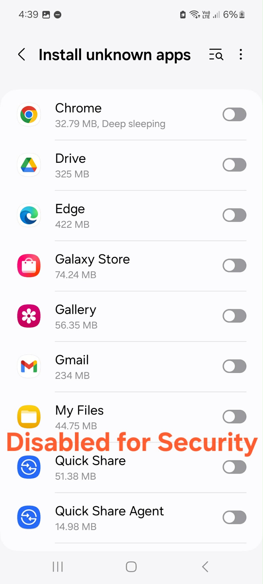 Disable for Security